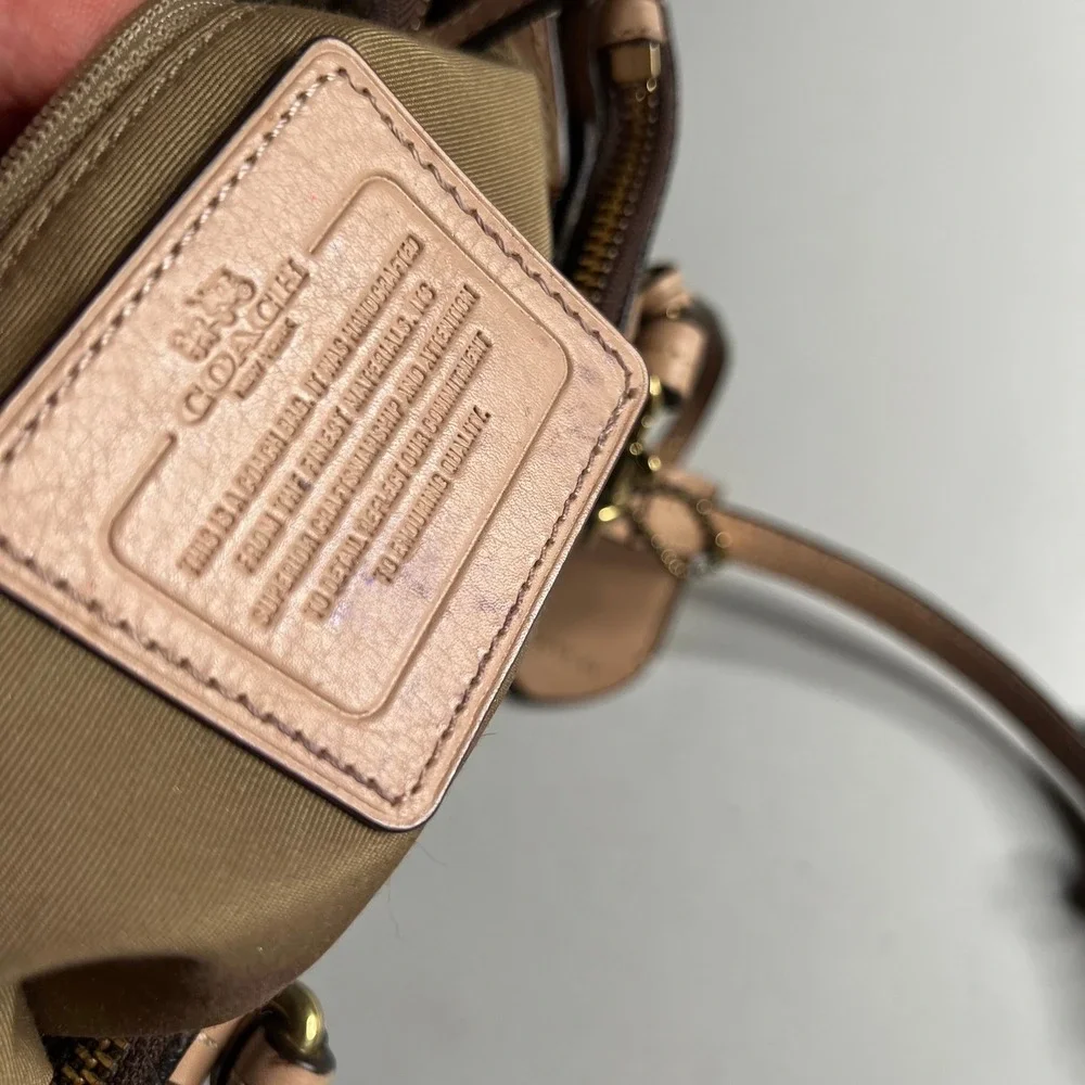 Coach Signature Monogram Satchel Brown Canvas Leather Crossbody Bag